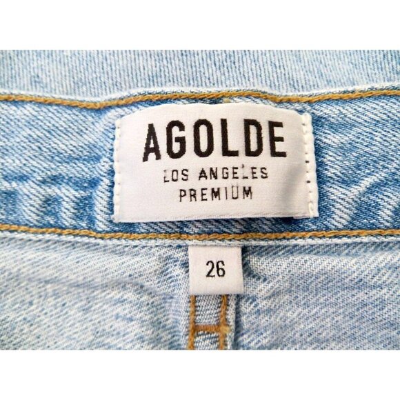 Agolde Jamie Classic High Rise  Distressed Button Fly Jeans Blue SZ 26 - Picture 13 of 16